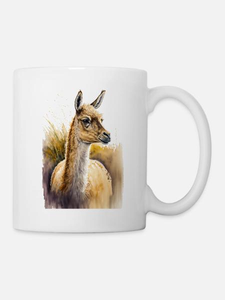 Alpaka Aquarell - Tasse - Weiß