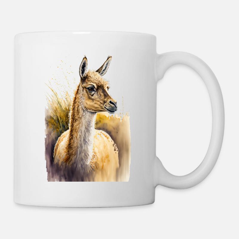 Alpaka Aquarell - Tasse - Weiß