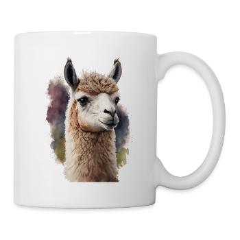 Alpaka Aquarell - Tasse - Weiß - Rechts