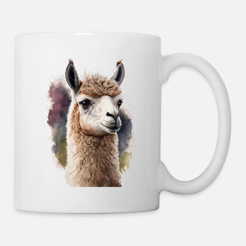 Alpaka Aquarell - Tasse - Weiß