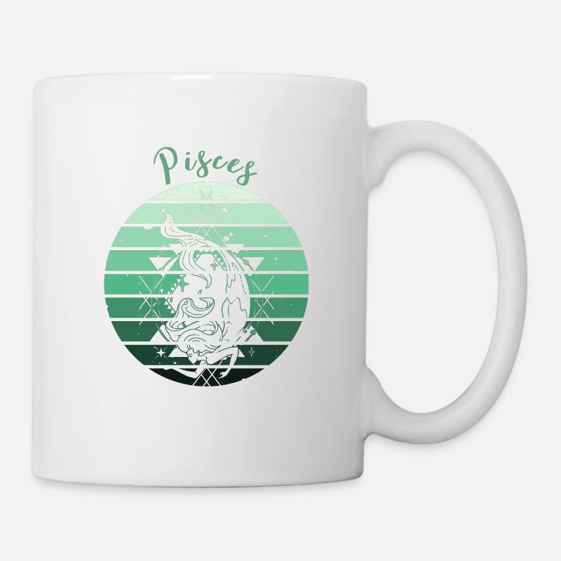 Logo rétro signe astrologique "Poisson" - Mug blanc - blanc