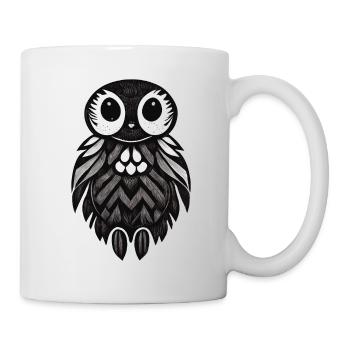 Eule Illustration Psychedelisch Minimal Trance - Tasse - Weiß - Rechts