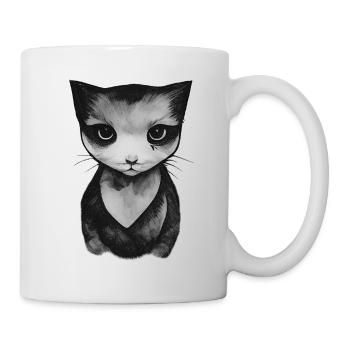 Punk Katze Goth Emotional Minimal Zeichnung - Tasse - Weiß - Rechts