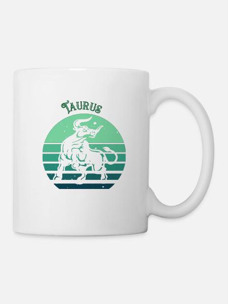 Logo rétro signe astrologique "Taureau" - Mug blanc - blanc
