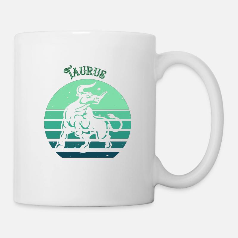 Logo rétro signe astrologique "Taureau" - Mug blanc - blanc