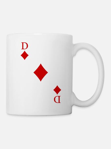 Karo Dame Königin Spielkarte Kostüm Karneval Poker - Tasse - Weiß