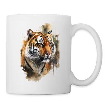 Tiger Aquarell - Tasse - Weiß - Rechts