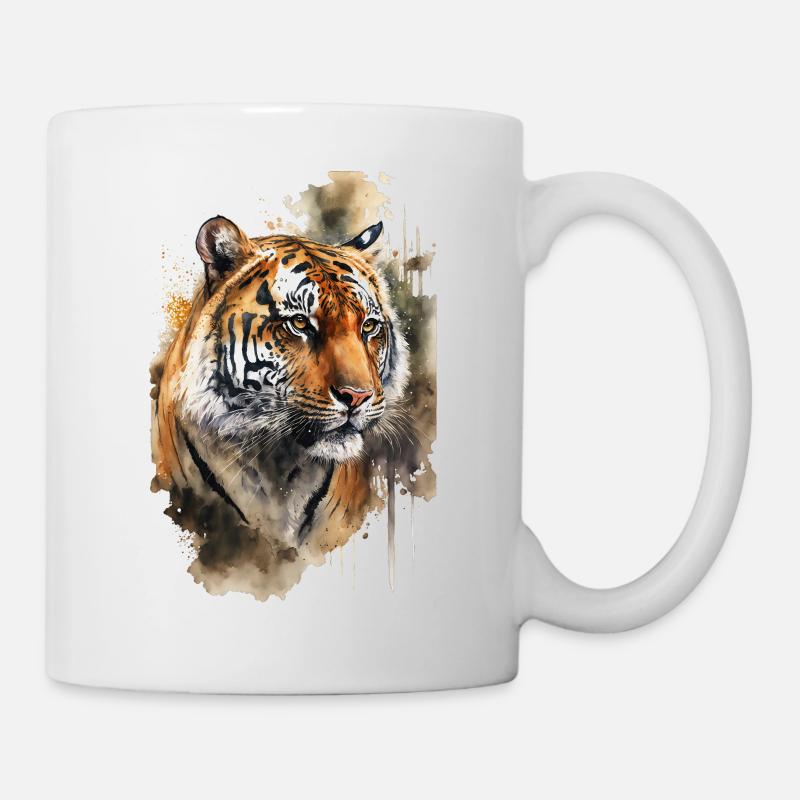 Tiger Aquarell - Tasse - Weiß