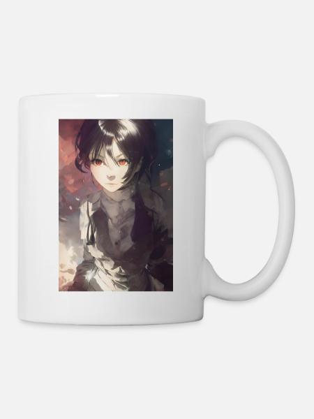 Anime Girl aux cheveux noirs - Mug blanc - blanc