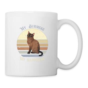 Logo rétro avec un chat "Burmese" - Mug blanc - blanc - Droite