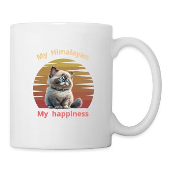 Logo rétro avec un chat "Himalayan" - Mug blanc - blanc - Droite