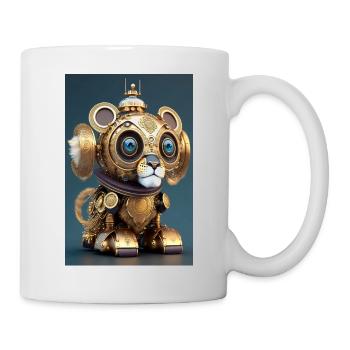 Niedlicher Uhrwerk Baby-Löwe Android - Tasse - Weiß - Rechts