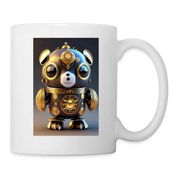 Niedlicher Uhrwerk Baby-Chinchilla Android - Tasse - Weiß - Rechts