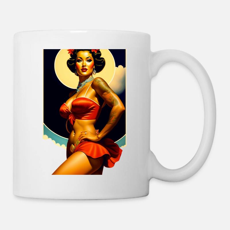 Hawaiian Exotic Dancer in Retro Style - Mug - white