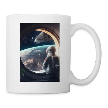 An astronaut looks out the window Poster Phone - Mug - white - Right