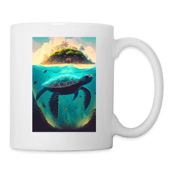 L’édition de l’affiche du téléphone Hawaii Turtle - Mug blanc - blanc - Droite