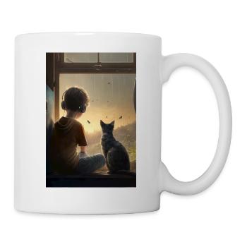 A small child and his cat Phone Poster - Mug - white - Right