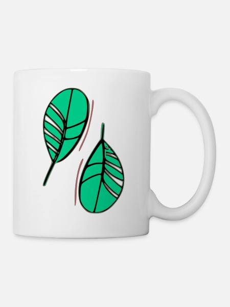Zwei Blätter - Tasse - Weiß