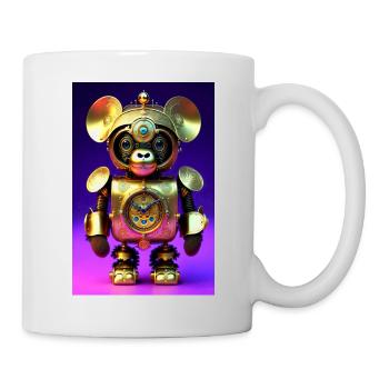 Niedlicher Uhrwerk Baby-Affe Android - Tasse - Weiß - Rechts