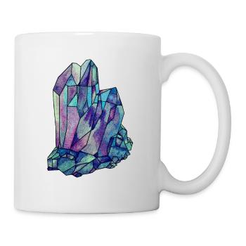 Kristall Edelstein Diamant Juwel blau türkis lila - Tasse - Weiß - Rechts