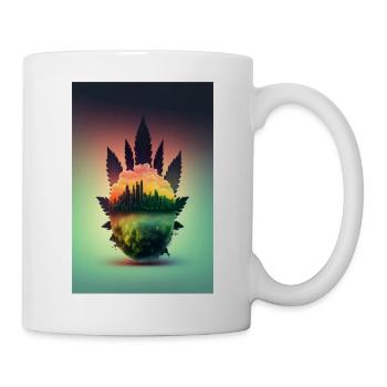 Stoned High Psychodelisch Hanfblatt - Tasse - Weiß - Rechts