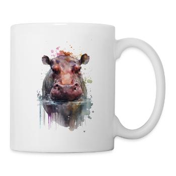 Nilpferd Flusspferd Hippo Auquarell - Mug - white - Right