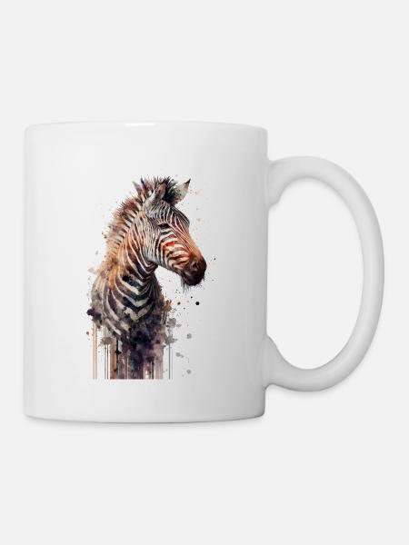 Zebra Aquarell - Tasse - Weiß