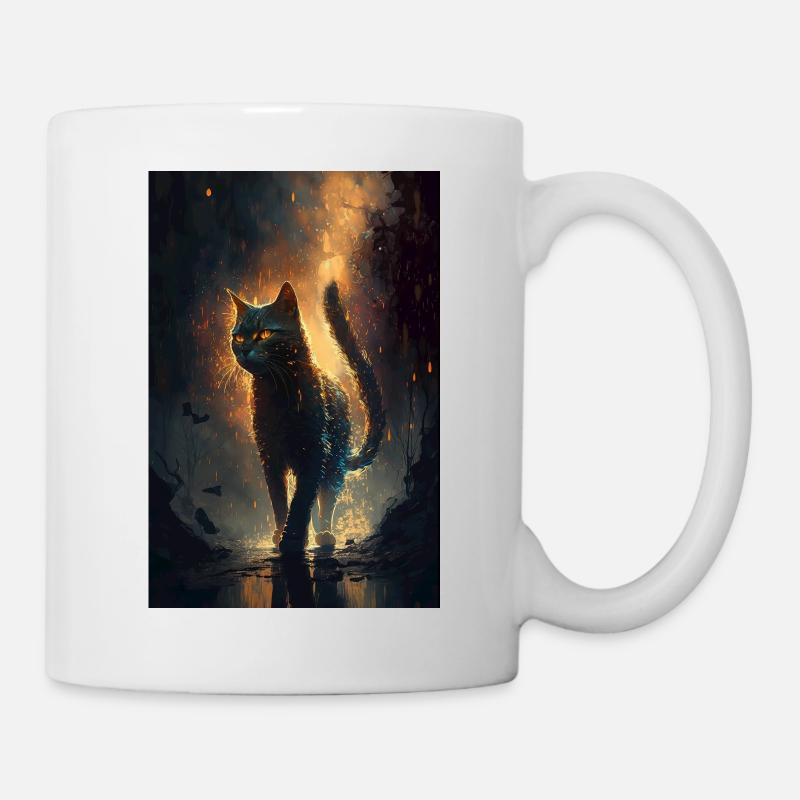 Schwarze Katze Cool Mystisch - Tasse - Weiß