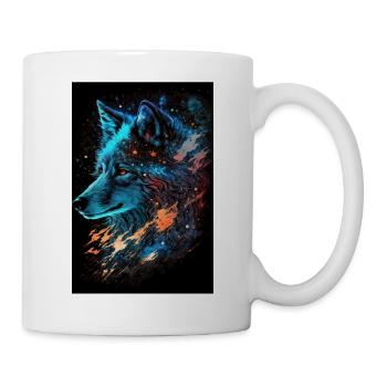 Wolf Galaxy Sterne Weltall Weltraum Cool Mystisch - Tasse - Weiß - Rechts