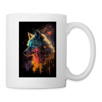 Wolf Galaxy Weltall Weltraum Sterne Cool Mystisch - Tasse - Weiß - Rechts