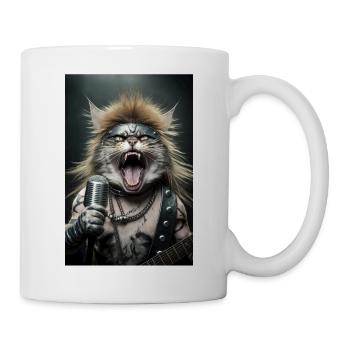 Cat Heavy Metal Singer Rock Cool Guitar Music - Mug - white - Right