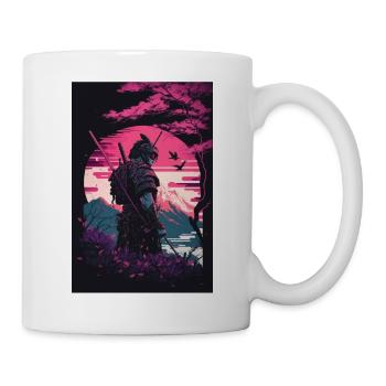 Samurai Vaporwave 80s Retro Japan Sakura 90s Anime - Tasse - Weiß - Rechts