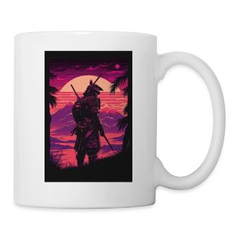 Samurai Vaporwave 80s Retro Japan Sakura 90s Anime - Tasse - Weiß - Rechts