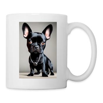 Mignon Noir Bouledogue Français Poster - Mug blanc - blanc - Droite