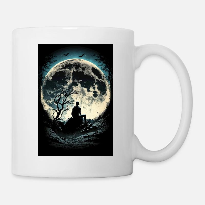 A man facing the moon - Mug - white