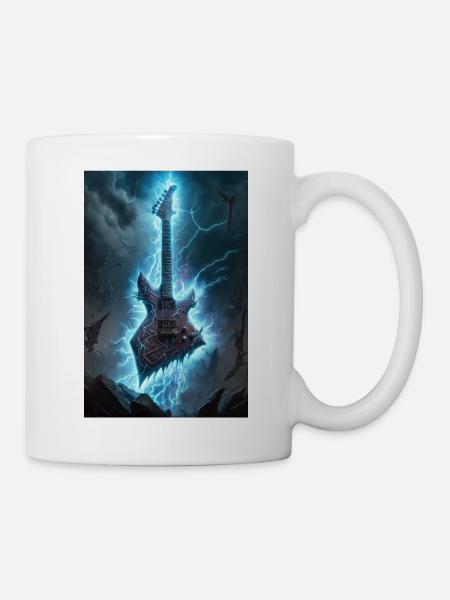 Gitarre Heavy Metal Rock Rock n Roll Musik Blitze - Tasse - Weiß