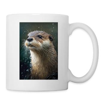 Otter Realistic Cartoon Anime Rain - Mug - white - Right