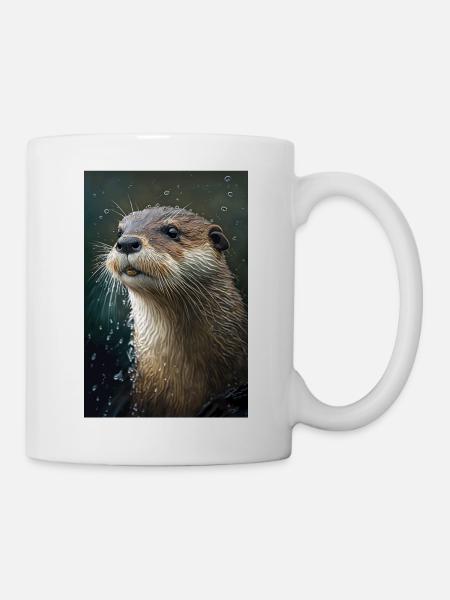 Otter Realistisch Cartoon Anime Regen - Tasse - Weiß