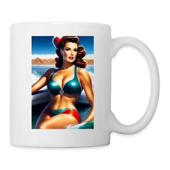 Pin Up Girl en botte - Mug blanc - blanc - Droite