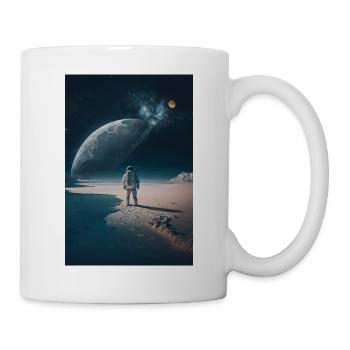 Affiche d’un astronaute sur une planète - Mug blanc - blanc - Droite