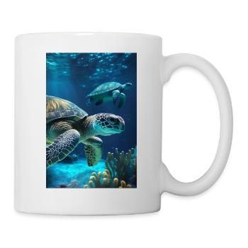 Underwater Turtles Phone Poster Edition - Mug blanc - blanc - Droite