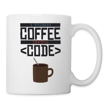 I turn coffee into code Programmierer Entwickler - Tasse - Weiß - Rechts