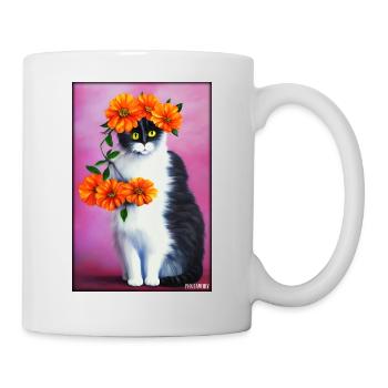 Cat Flower Nature Flowering Garden Cat Love Cat - Mug - white - Right