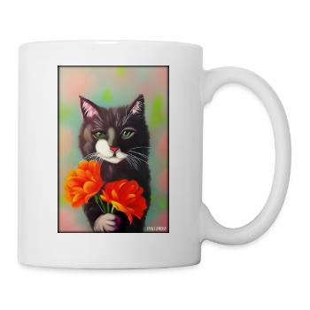 Cat Flower Nature Flowering Garden Cat Love Cat - Mug - white - Right