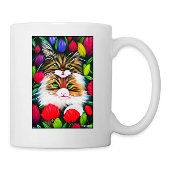 Cat Flower Nature Flowering Garden Cat Love Cat - Mug - white - Right