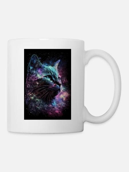 Katze Galaxy Weltall Weltraum sterne - Tasse - Weiß
