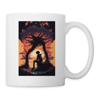 Junge im Sonnenuntergang Geschenk - Tasse - Weiß - Rechts