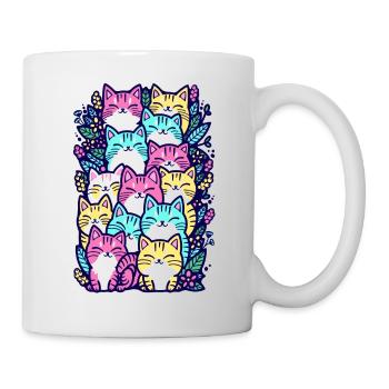 Familie süßer Katzen - Tasse - Weiß - Rechts