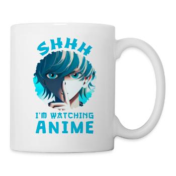 Ruhe Ich Schaue Anime Junge Shh Türkis Sei Leise - Tasse - Weiß - Rechts