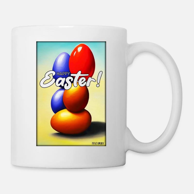 Happy Easter - Easter Egg Easter Easter Colorful Eggs - Mug - white